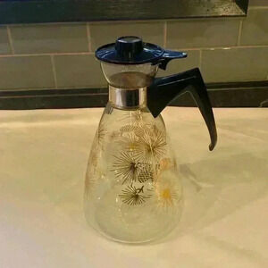 VINTAGE PYREX GLASS COFFEE CARAFE W/  PINECONE DESIGN